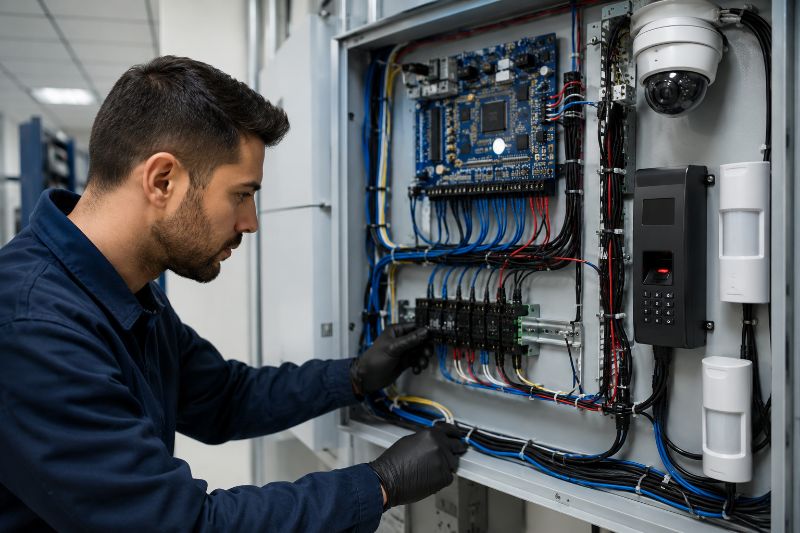chicote para câmeras e alarmes em projeto técnico
