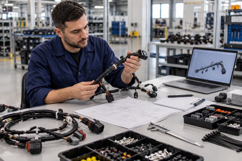 conferência de projeto para orçamento de chicotes elétricos