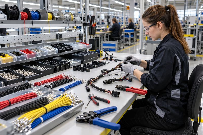 Processo técnico de fabricação de chicotes elétricos